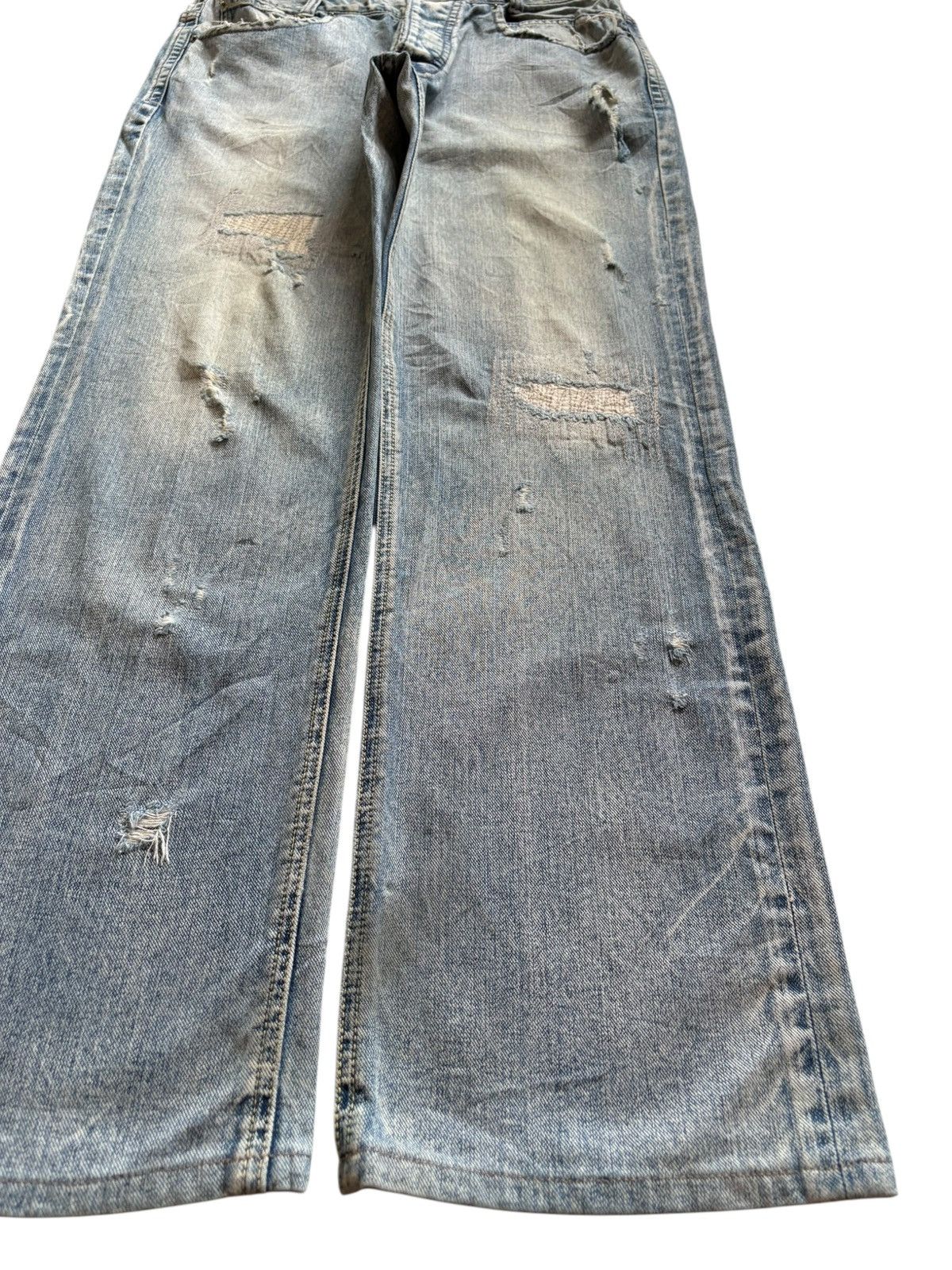 Japanese Brand Vintage Japanese Brand Mud Wash Sashiko Style Rip Baggy Jean Size US 32 / EU 48 - 7 Thumbnail