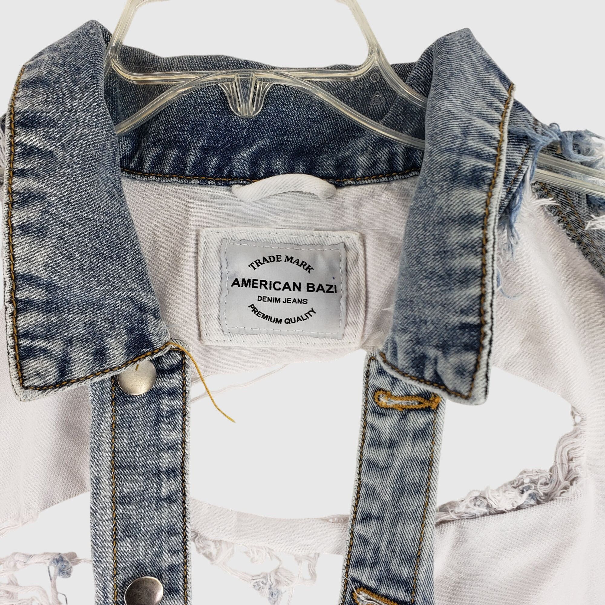 Other American Bazi Womens Cropped Distressed Denim Jacket Sz S Size S / US 4 / IT 40 - 4 Thumbnail