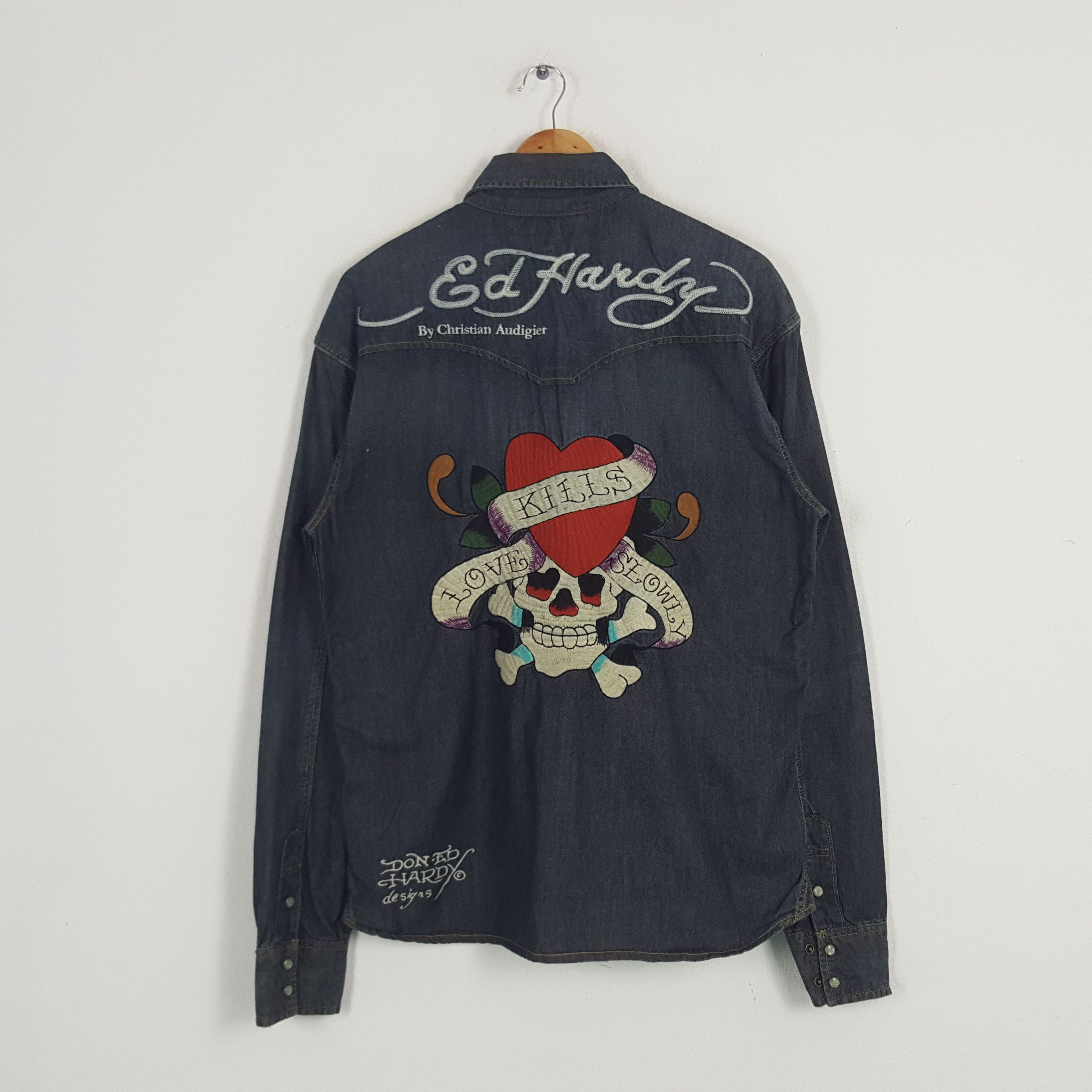 Christian Audigier × Ed Hardy × Vintage Vintage Ed Hardy by Christian Audigier Shirt Button Up Size US XL / EU 56 / 4 - 3 Thumbnail