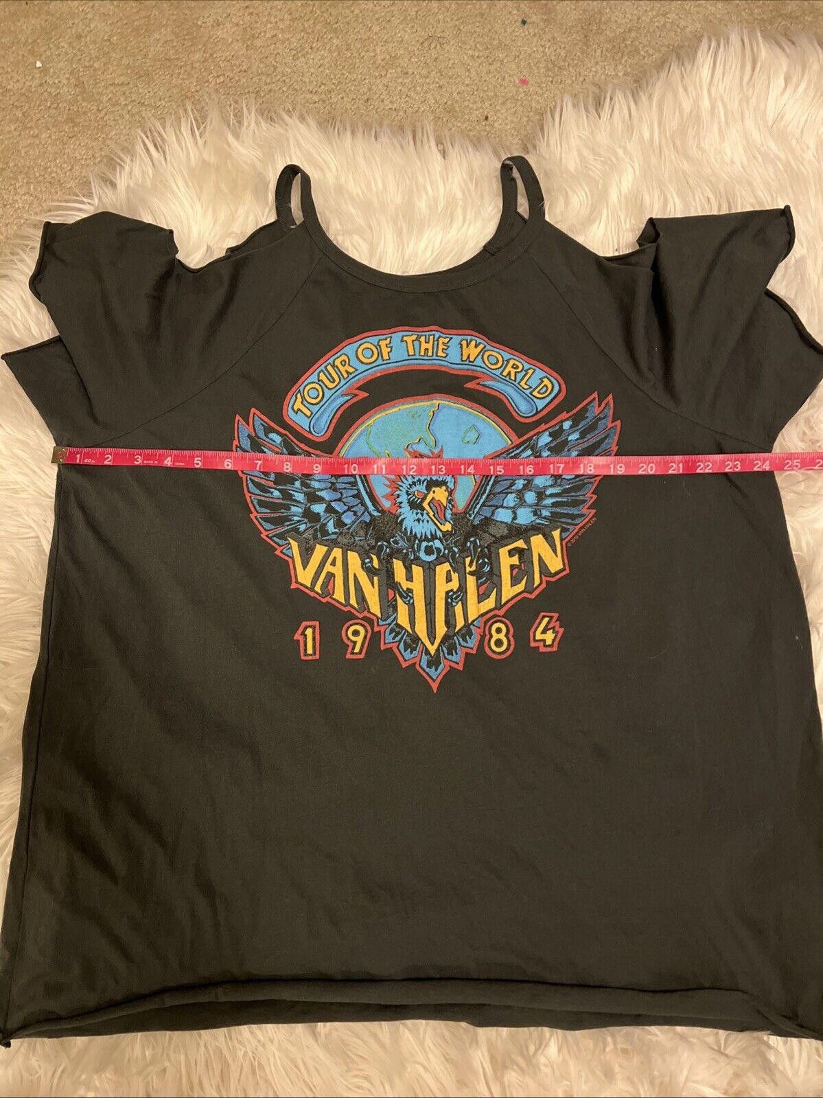 Designer Van Halen 1984 World Tour Woman’s Concert Tee Cold Shoulder Size US XXL / EU 58 / 5 - 5 Thumbnail