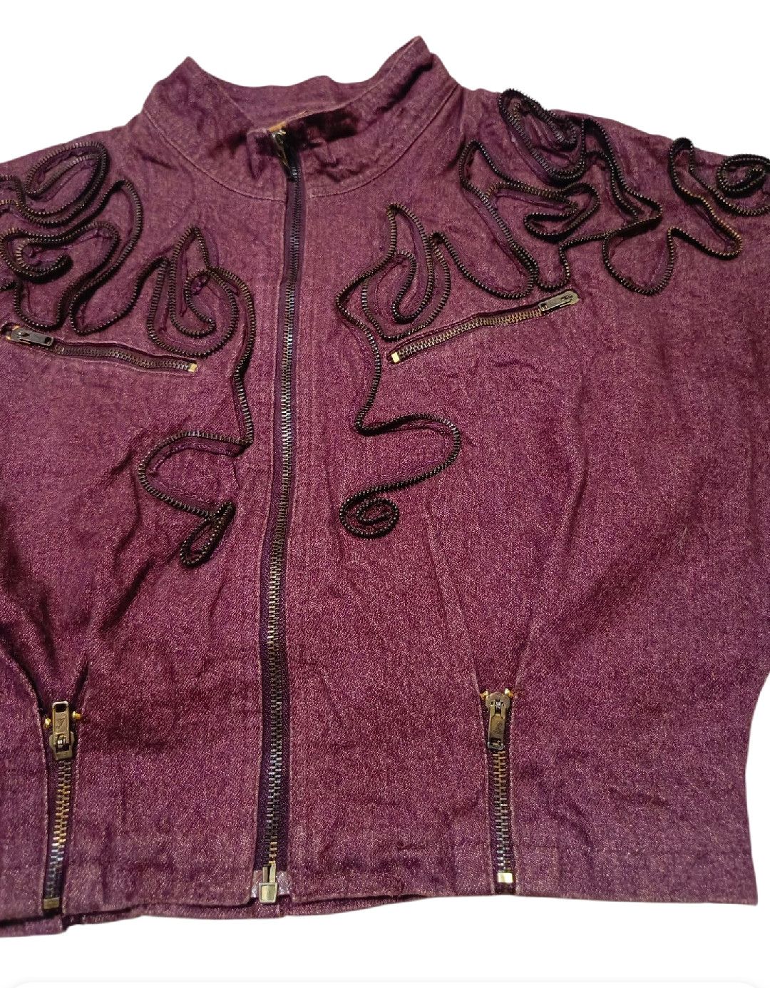 Isamu Katayama Backlash Archive Full Lace Western Maroon DenimJacket iron Multi Zip Size US L / EU 52-54 / 3 - 9 Thumbnail