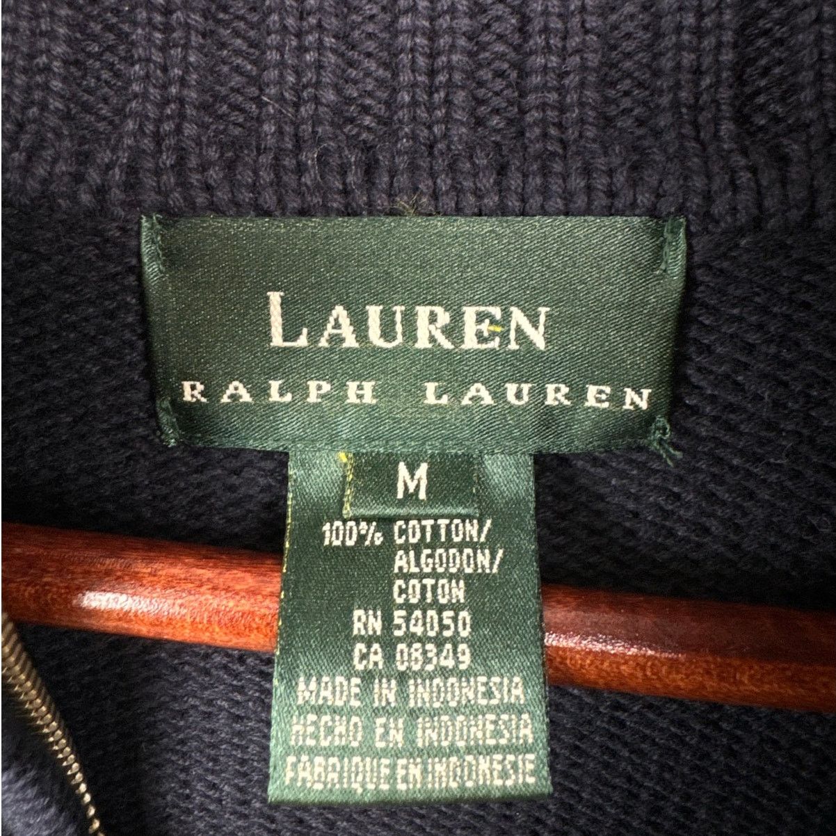 Ralph Lauren VTG 90s Ralph Lauren Cookie Crest Sweater Sz M Q ZIp Navy Size M / US 6-8 / IT 42-44 - 7 Thumbnail