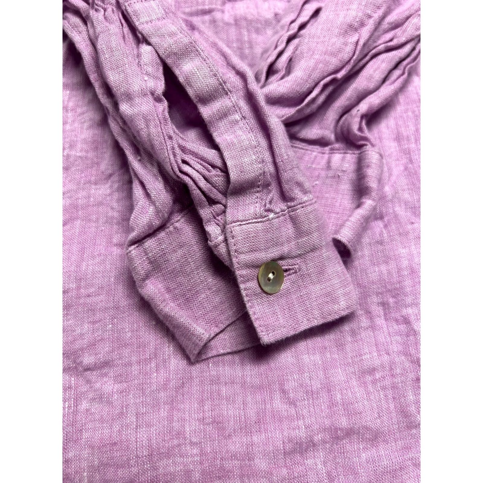 J. Jill J. Jill Love Linen Tunic Top Blouse M Lilac 100% Linen Long Sleeve Popover Collared Buttoned Relaxed Fit Women Linen Top Size M / US 6-8 / IT 42-44 - 5 Thumbnail