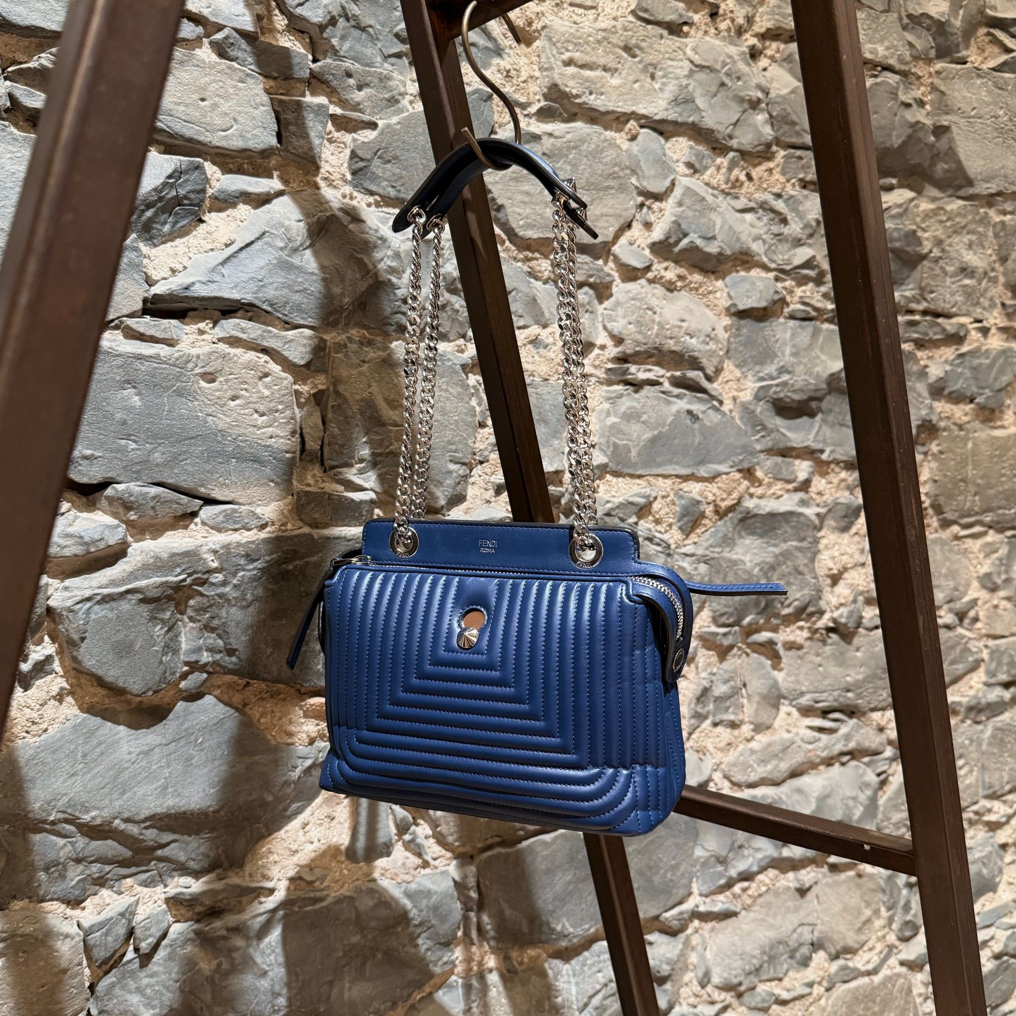 Fendi Fendi Navy Blue Leather DotCom Small Chain Bag W/ Bug Charm Size ONE SIZE - 8 Thumbnail
