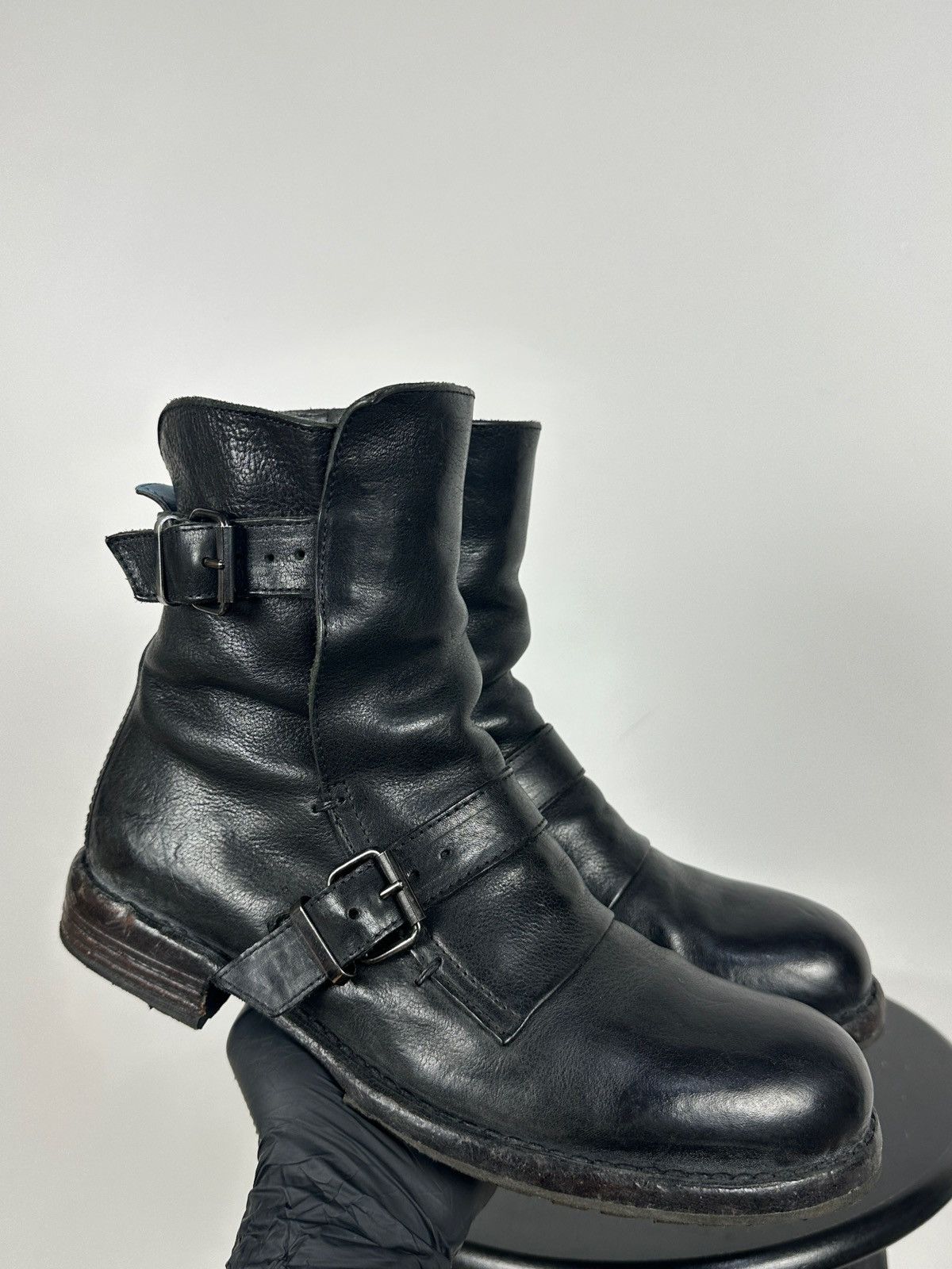 MoMA MoMA Black Leather Buckle Ankle Biker Boots Size US 10 / IT 40 - 1 Thumbnail