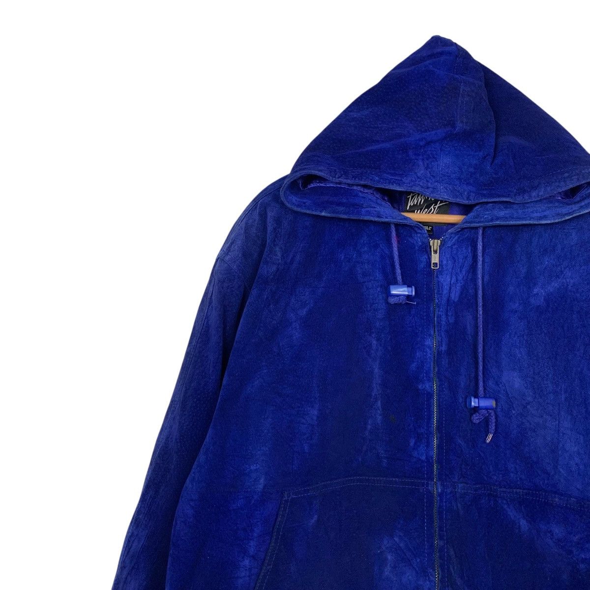 Japanese Brand TAMNERY WEST Hooded Blue Suede Leather Jacket #2437-C109 Size US L / EU 52-54 / 3 - 6 Thumbnail