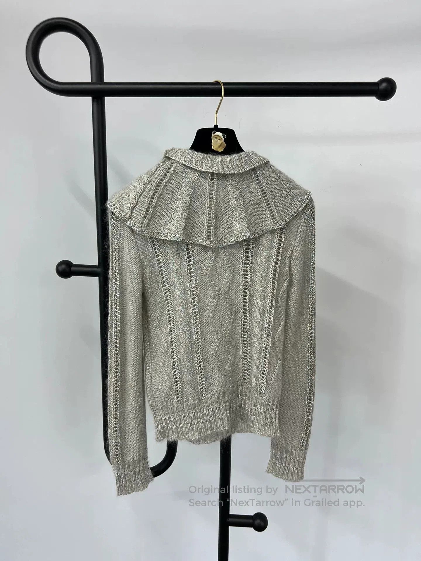 Valentino Valentino Gray Ruffled Collar Sweater. Size US S / EU 44-46 / 1 - 3 Thumbnail