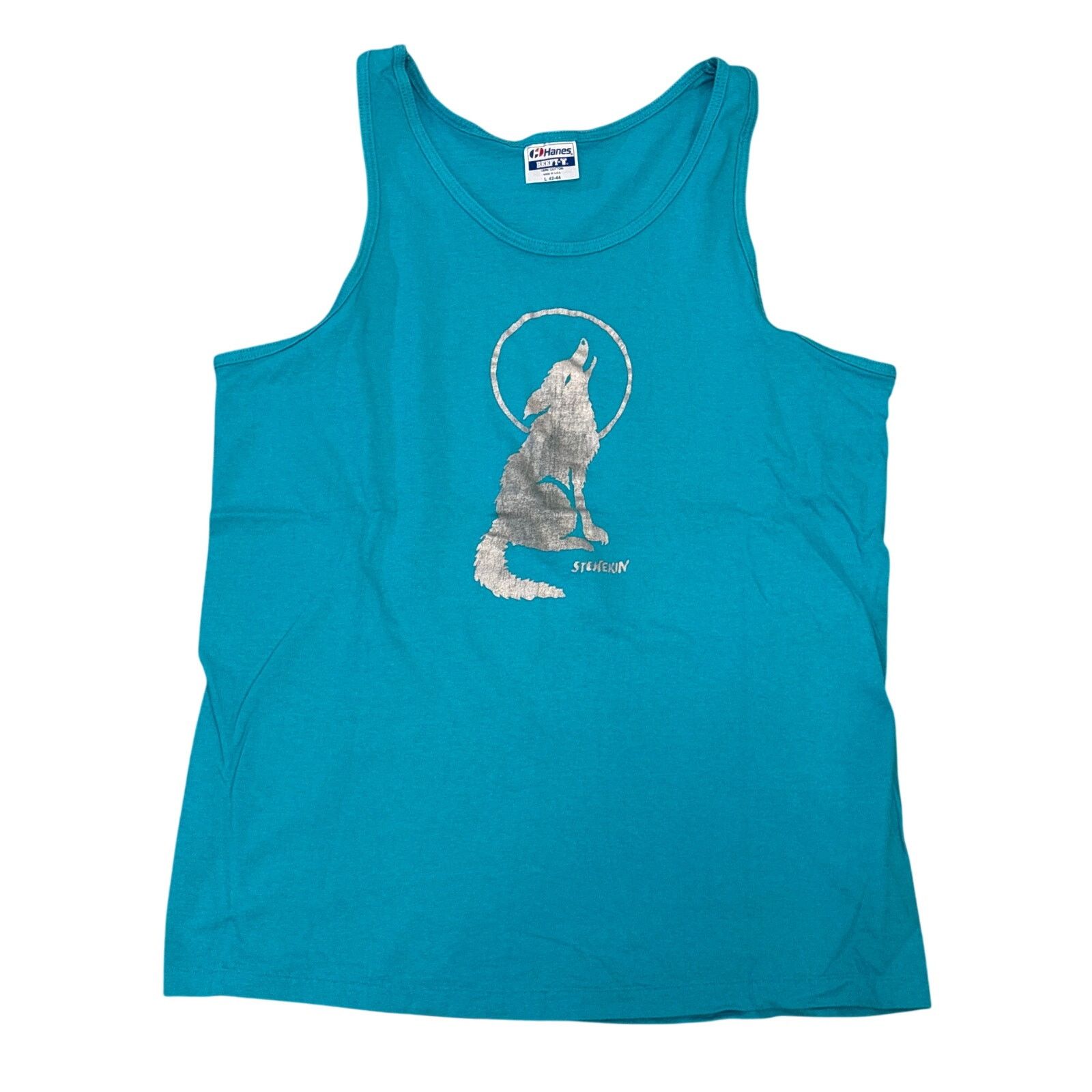 Hanes Vintage 90s retro Stehekin WA silver Wolf western tank L Size US L / EU 52-54 / 3 - 1 Thumbnail