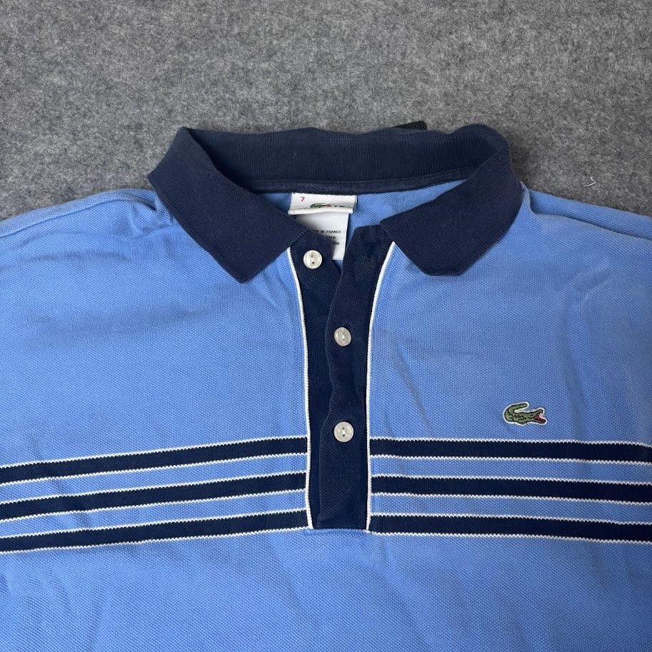Lacoste Lacoste Blue Stripe Long Sleeve Croc Logo Polo Shirt Mens 7 Size US XXL / EU 58 / 5 - 2 Thumbnail