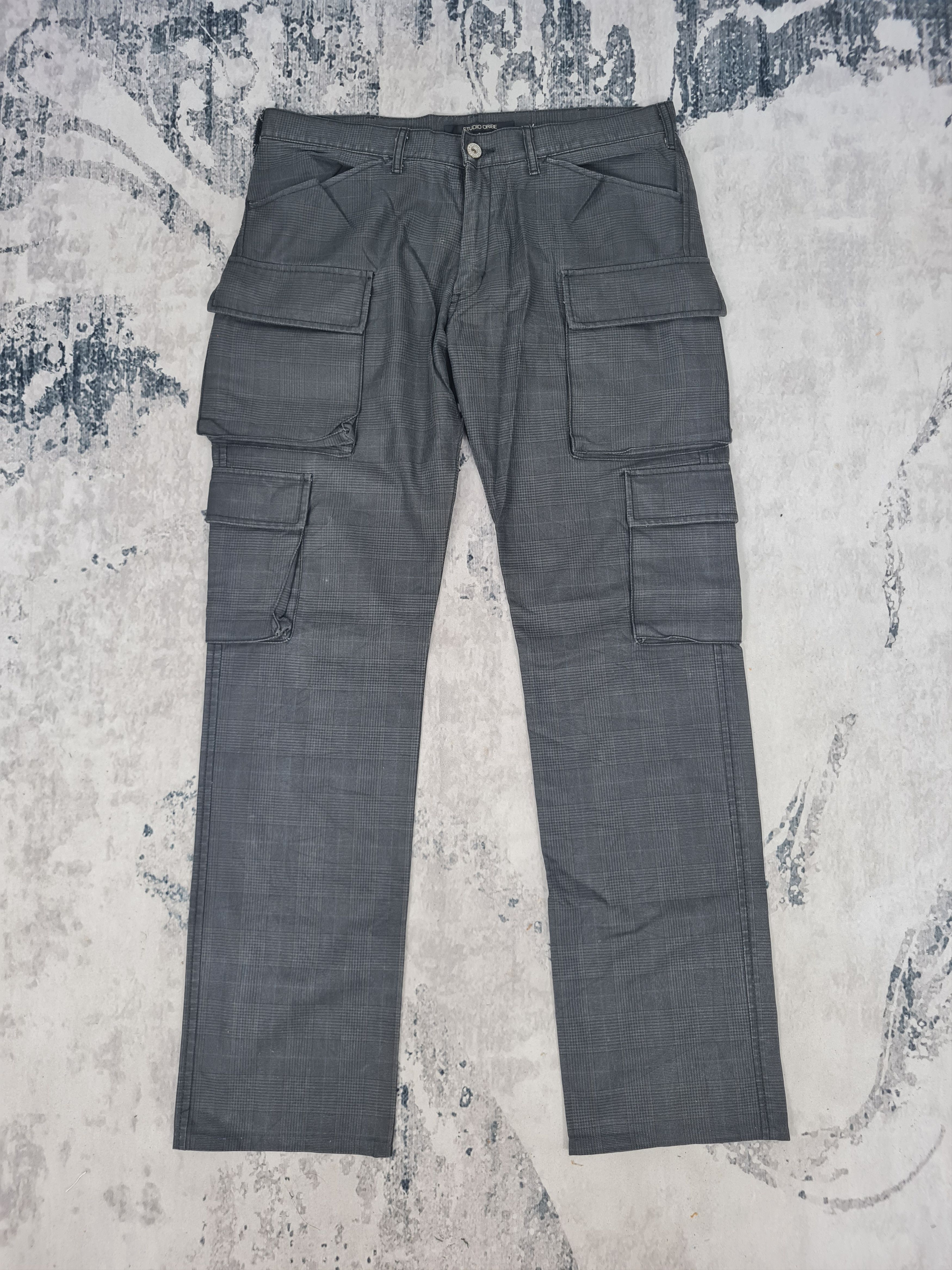 image of If Six Was Nine Studio Oribe Checked Tactical Cargo Pants 34X31 Jb0209 in Dark Gray, Men's