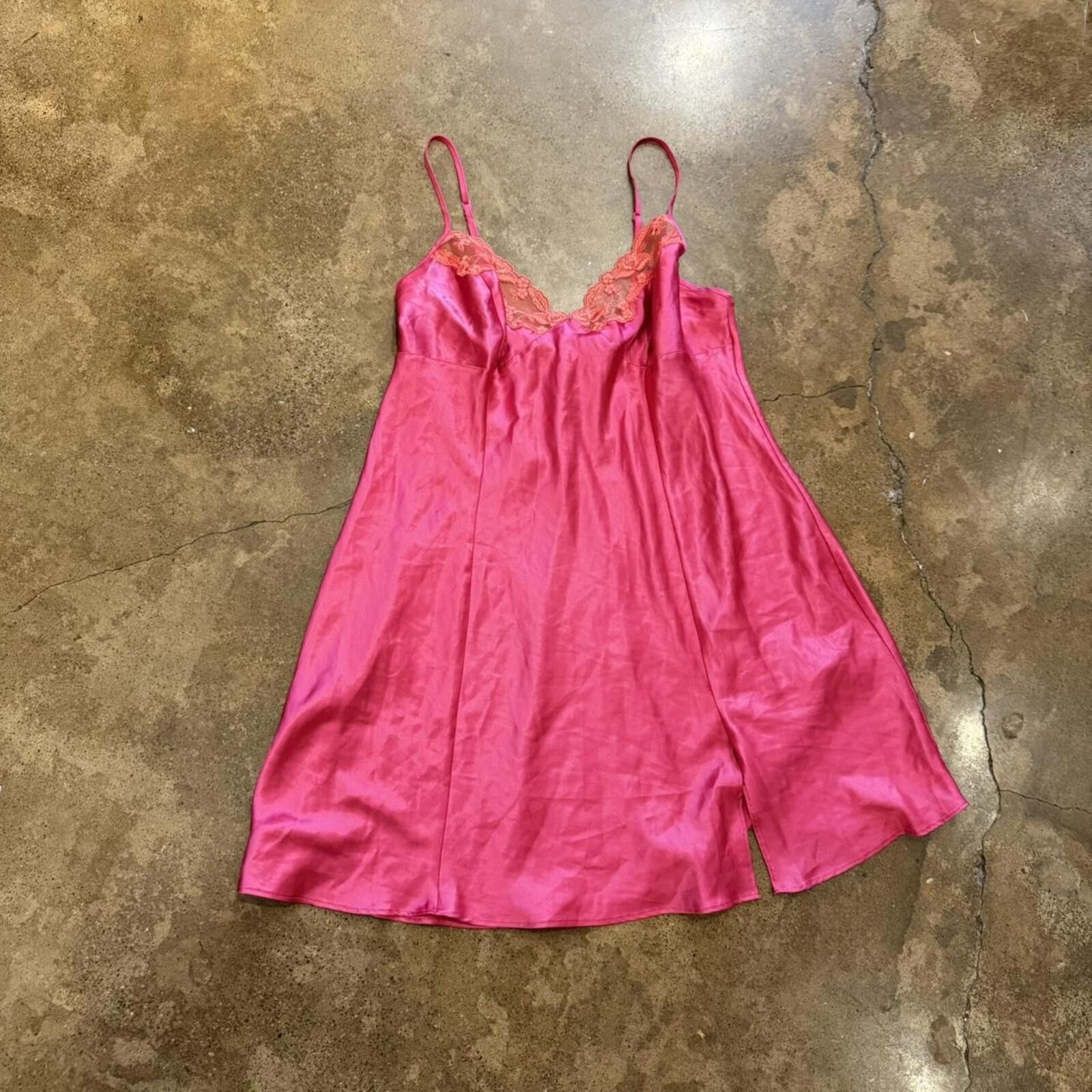 Other 2000s Hot Pink Victoria’s Secret Lace Slip Dress Size L / US 10 / IT 46 - 2 Thumbnail