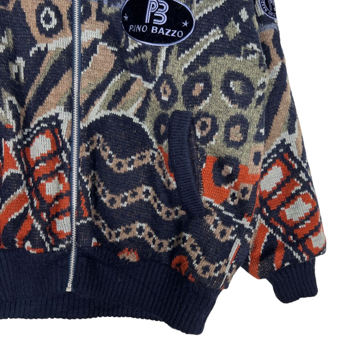 Aran Isles Knitwear 🔥 PINO BAZZO COLOR WAY KNITTED BOMBER JACKET Size US L / EU 52-54 / 3 - 5 Thumbnail