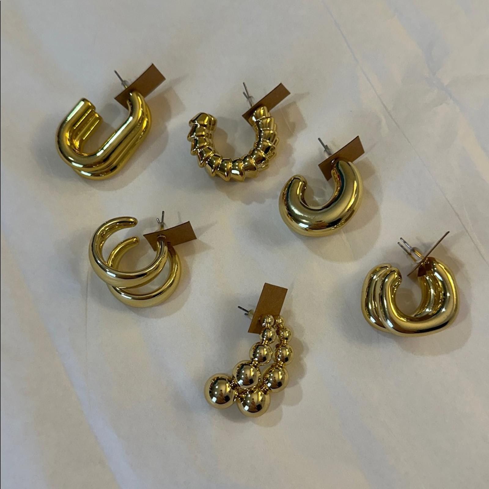 Other Chic Gold-Tone Textured Fashion Hoop Earrings Set of 6 Size ONE SIZE - 2 Thumbnail