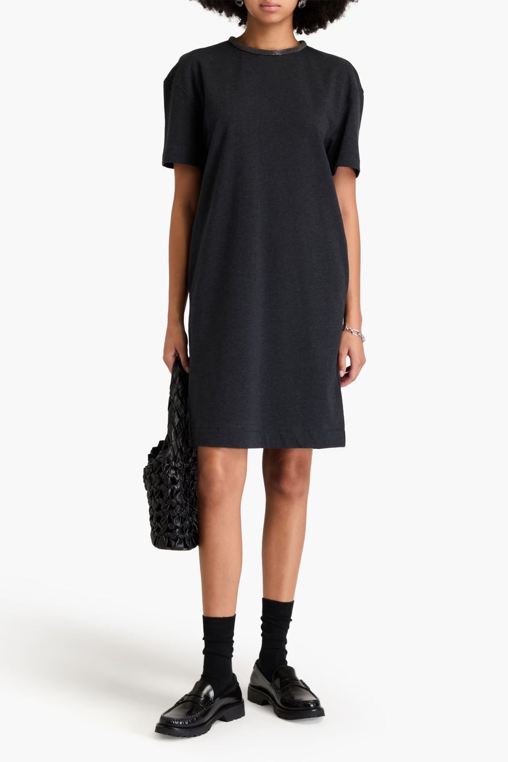 Brunello Cucinelli o1y0725 Mini Dress in Black Size S / US 4 / IT 40 - 2 Thumbnail