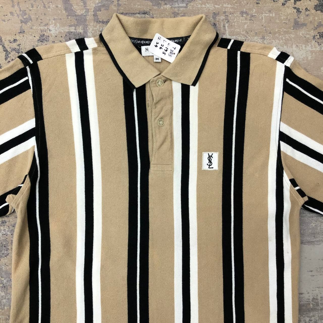 Yves Saint Laurent T385 YSL POUR HOMME STRIPPED POLO SHIRTS Size US M / EU 48-50 / 2 - 4 Thumbnail