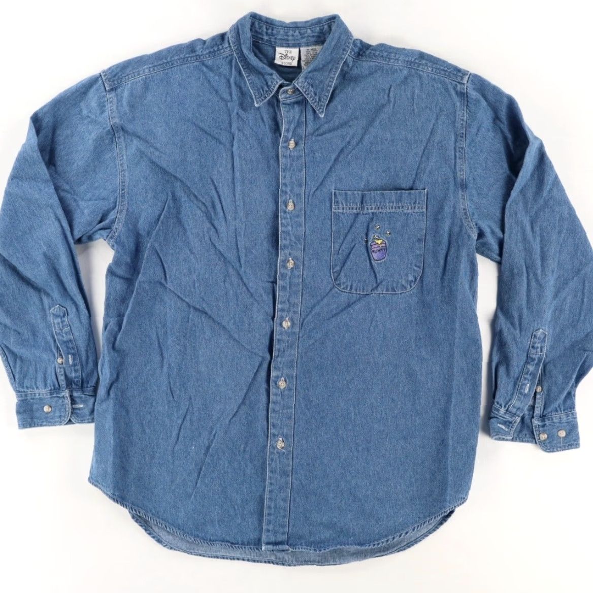 Disney VINTAGE Disney Winnie Pooh Embroidered Denim Button Up Shirt Blue Mens L Size US L / EU 52-54 / 3 - 4 Thumbnail