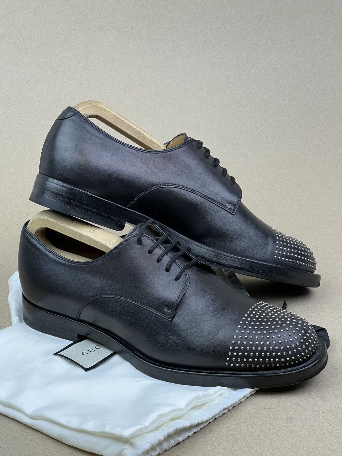 Gucci GUCCI Derby Leather Shoes Cirano Lux Studded Black Men's Size US 8 / EU 41 - 2 Thumbnail