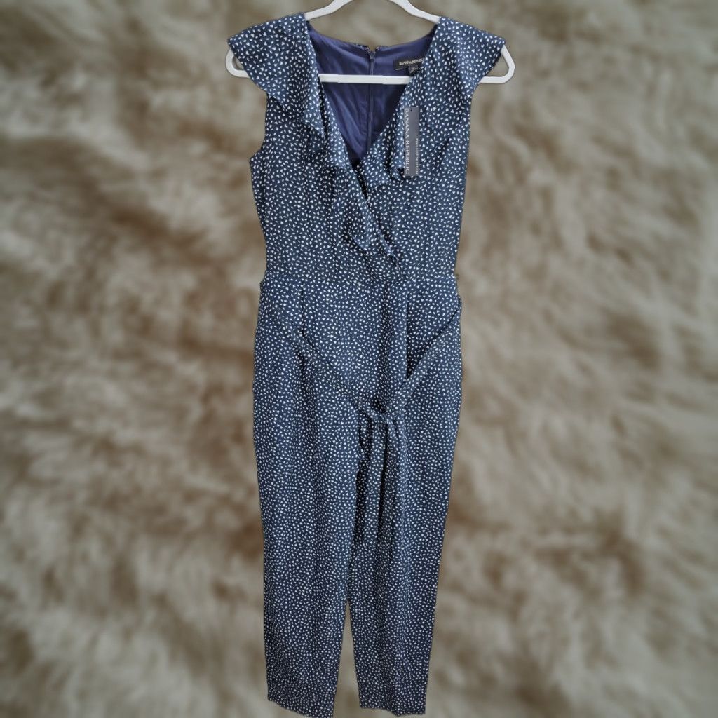 Banana Republic Banana Republic Women’s Romper Blue Ankle Ruffle Sleeveless Tie NWT Size 0 Size 25" / US 0 / IT 36 - 1 Thumbnail