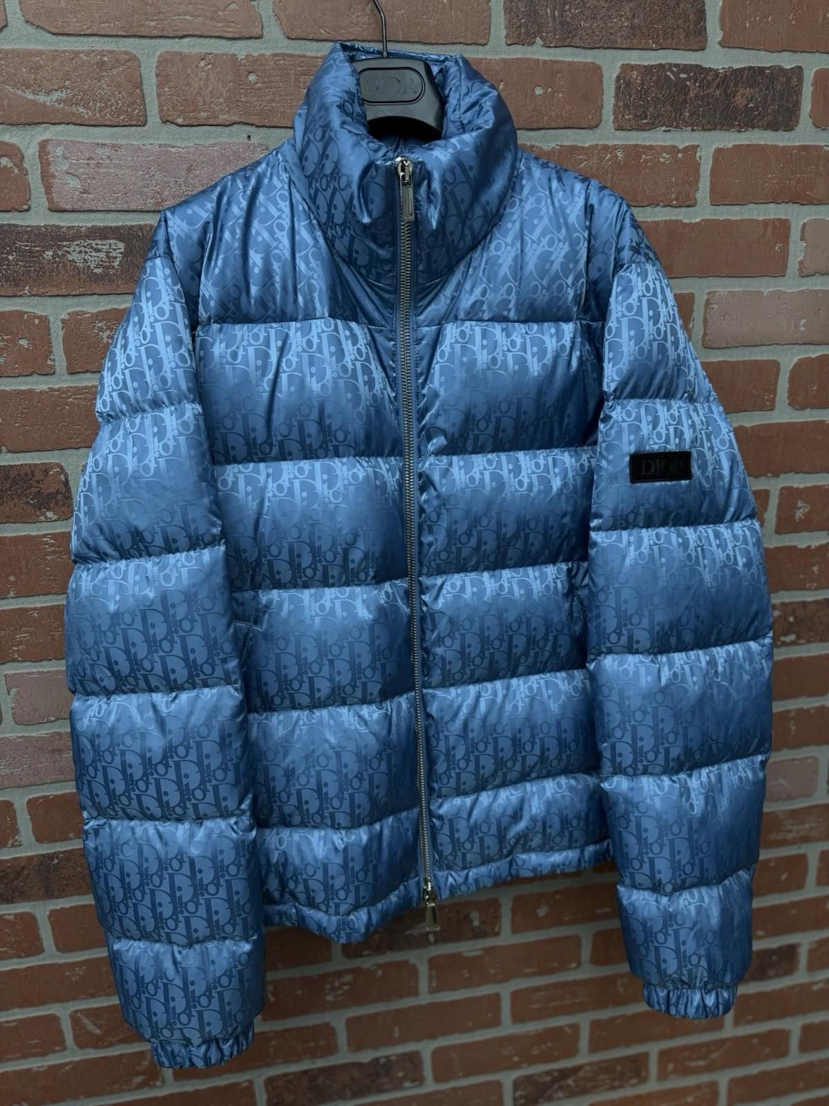 Dior Mens Oblique Down Puffer Jacket Blue Size (50)