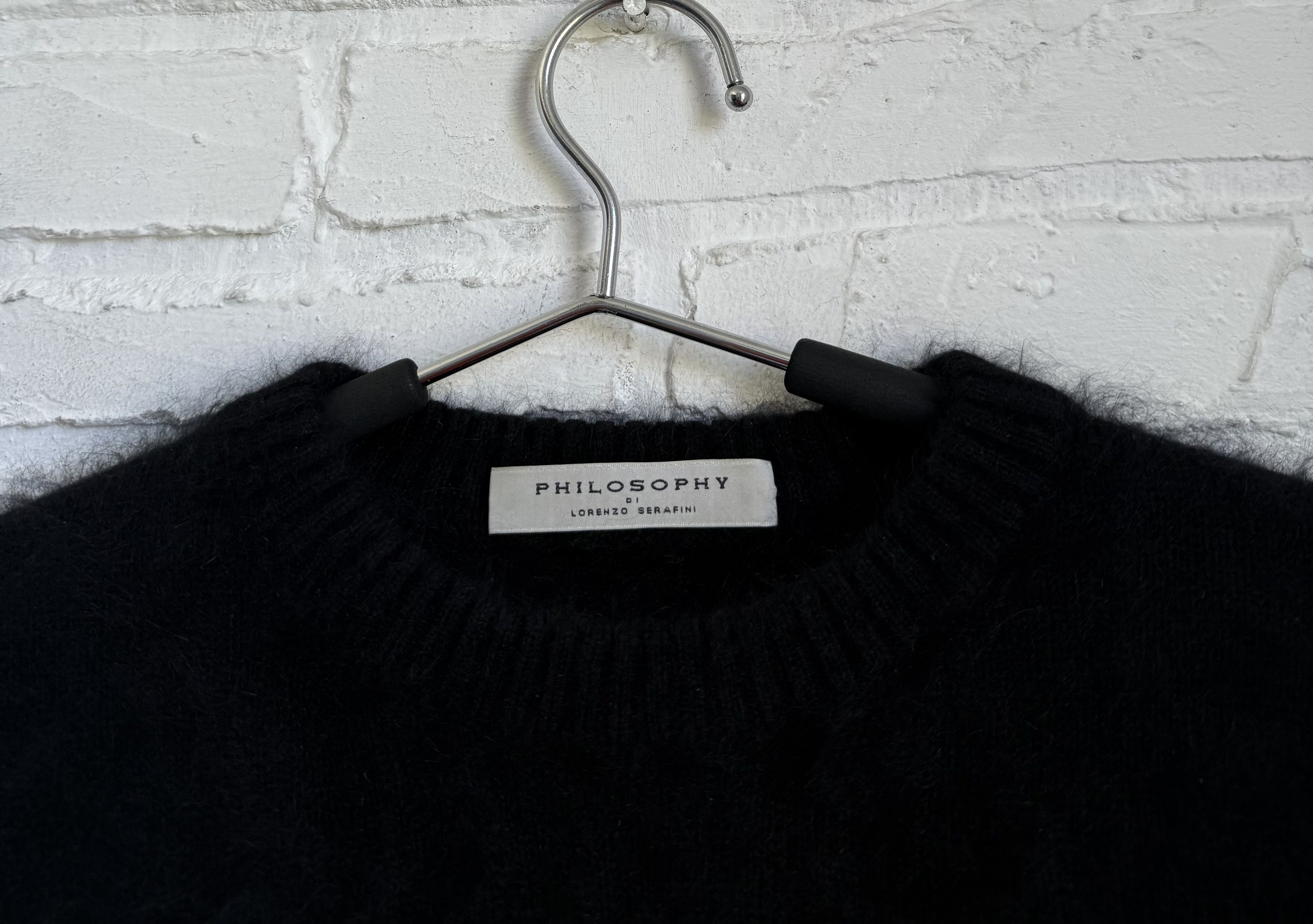Philosophy di Lorenzo Serafini Philosophy Di Lorenzo Serafini Black Angora Mohair Knit Top Size S / US 4 / IT 40 - 2 Thumbnail
