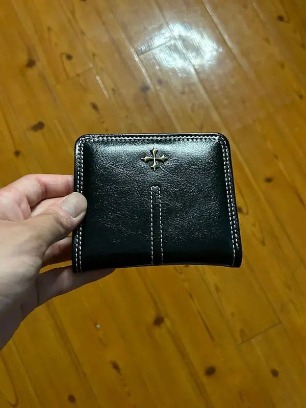 Japanese Brand Y2K Leather Cross Wallet (black) Size ONE SIZE - 1 Thumbnail