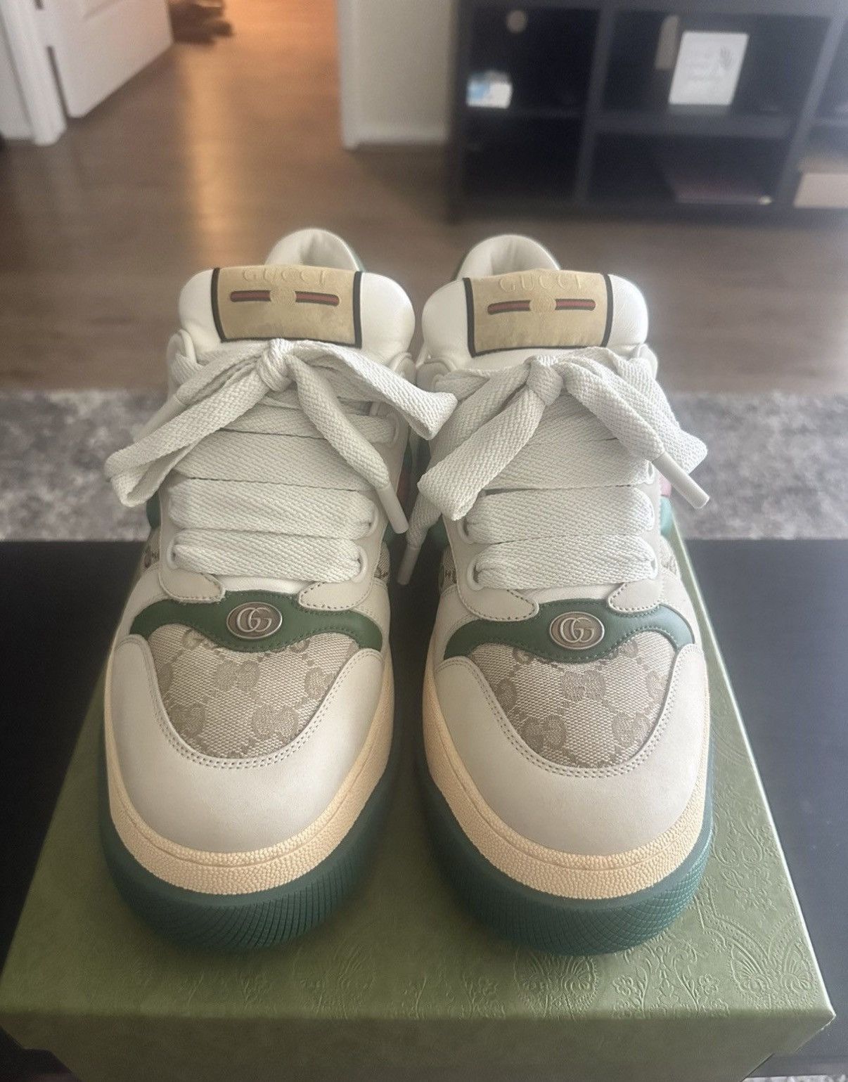 Gucci Gucci Mens Leather Screener Sneakers Size US 11.5 / EU 44-45 - 1 Thumbnail
