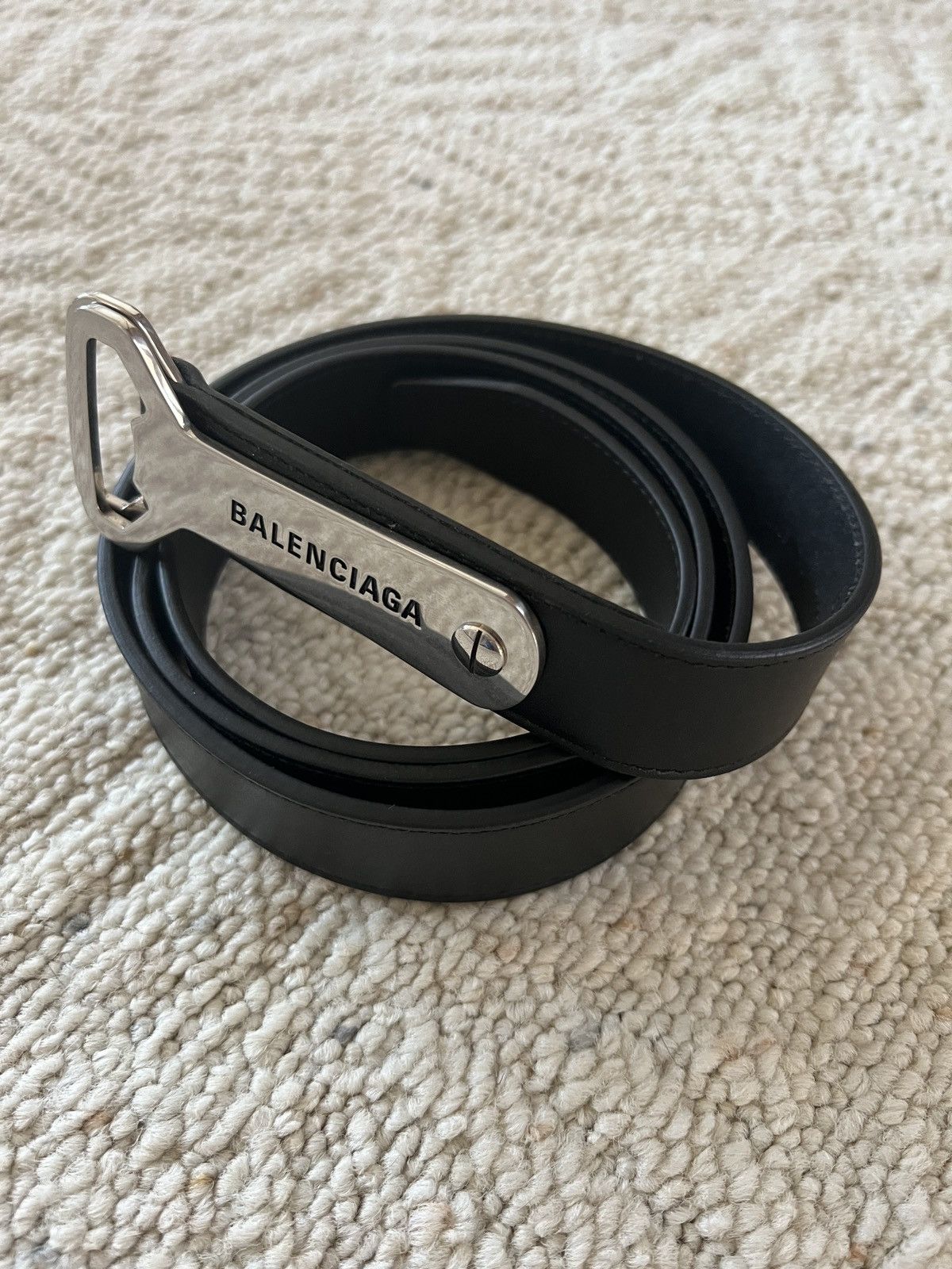image of Balenciaga Bottle Opener Belt in Black, Men's
