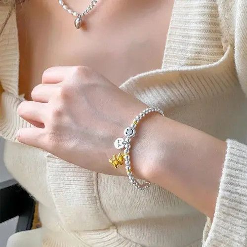 Other Elastic Silver Color Lucky Bear Pendant Bracelet Size ONE SIZE - 4 Thumbnail