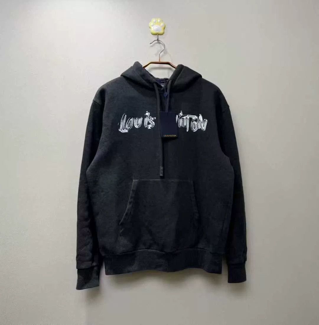 louis vuitton black gray logo hoodie