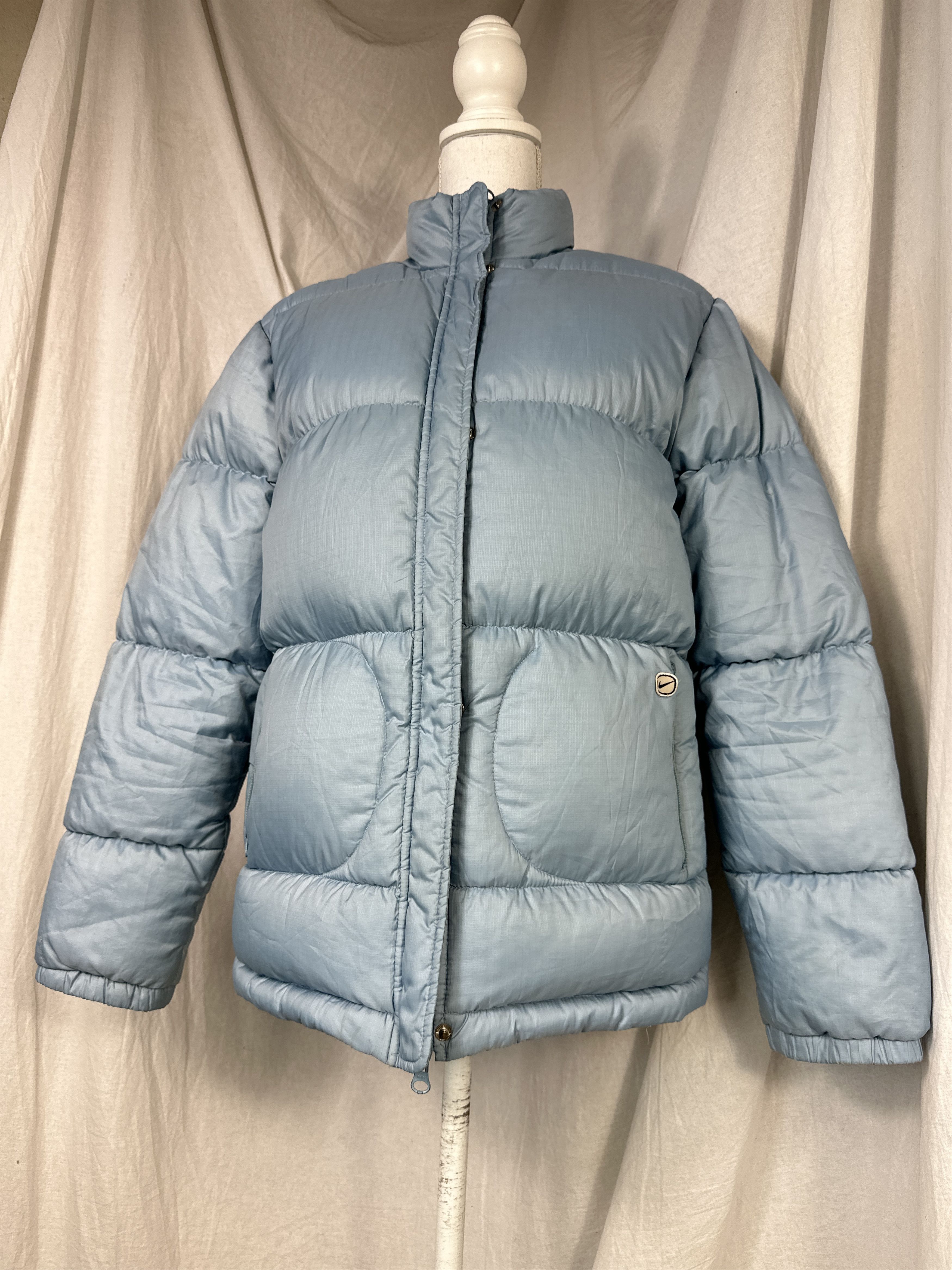 Nike × Vintage Swoosh Puffer Down Jacket Baby Blue Size US S / EU 44-46 / 1 - 6 Thumbnail