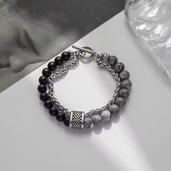 Jewelry × Vintage Black Gemstone Beaded Bracelet Size ONE SIZE - 2 Thumbnail