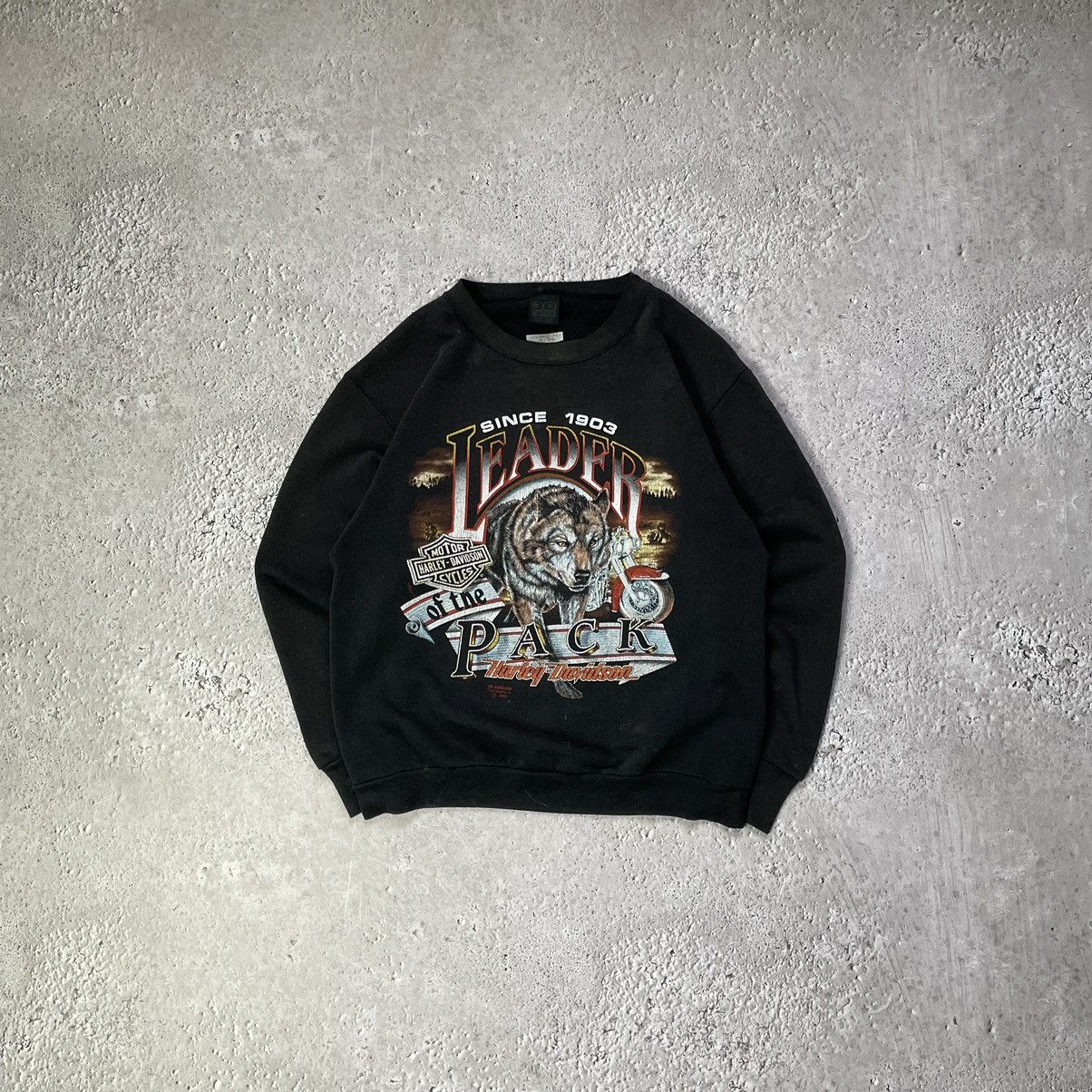 Vintage 1990 3D Emblem factory Harley Davidson Leader of the Pack Sweatshirt Large USA