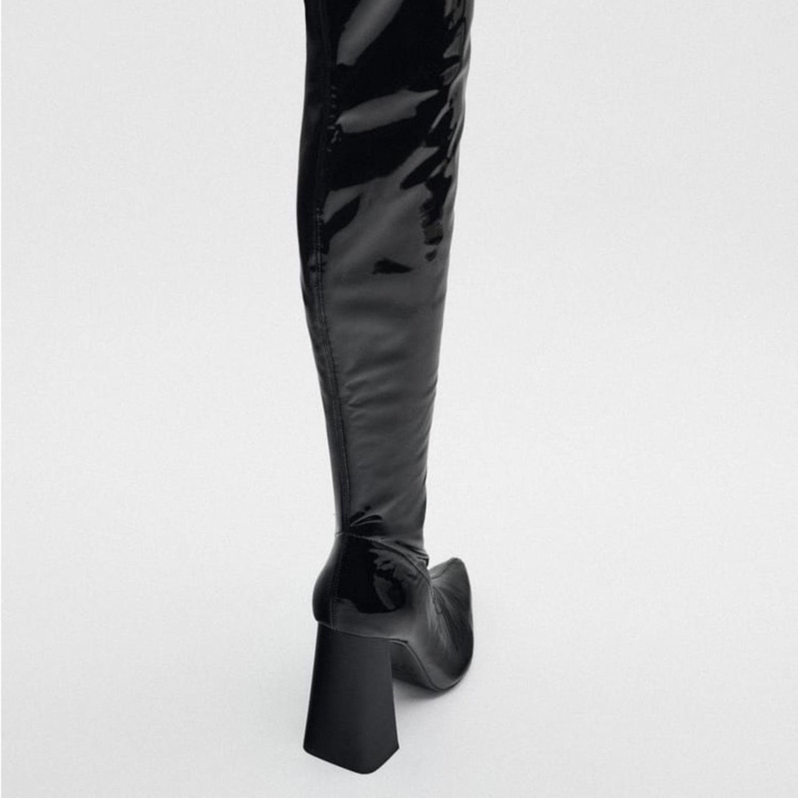 Zara ZARA HIGH HEEL OVER THE KNEE BOOTS BLACK Size US 6.5 / IT 36.5 - 6 Thumbnail