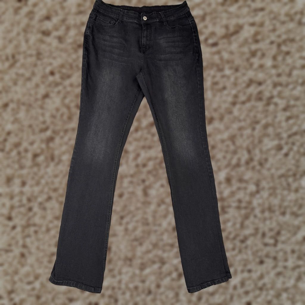 Denime Jeans Womens Large Black Stretch Denim Straight Leg Mid Rise 30x32 Casual City School Pants Size 36" / US 14 / IT 50 - 1 Thumbnail