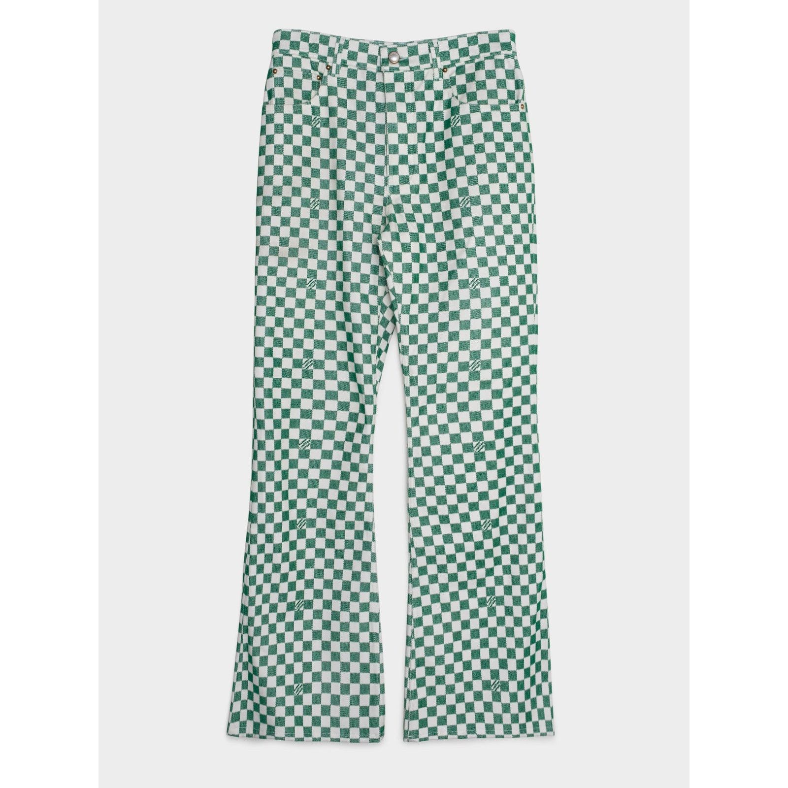 Fuzzy Damier Flared Jeans