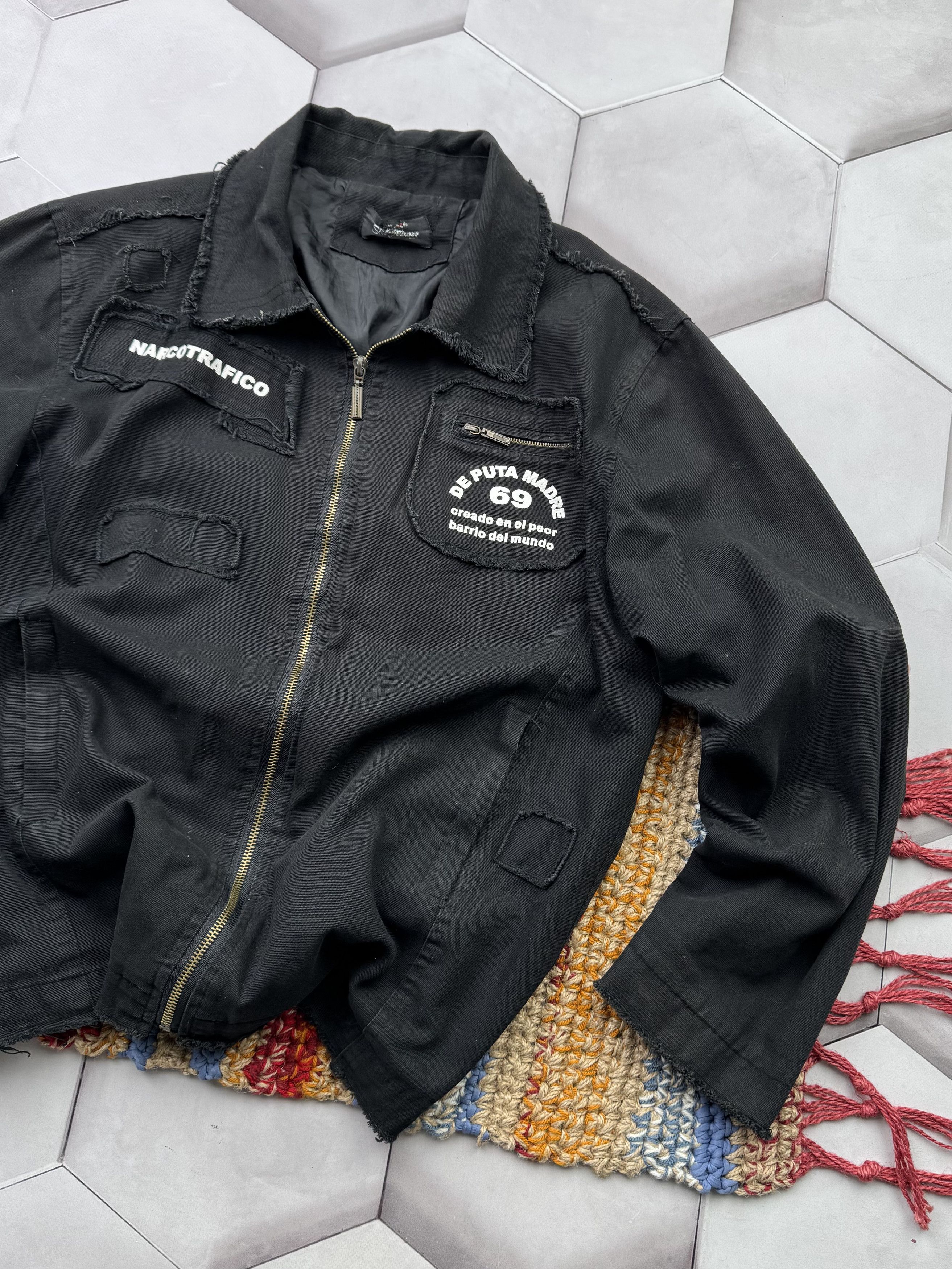 Japanese Brand Vintage Distressed Jacket "Narcotrafico" (E4) Size US M / EU 48-50 / 2 - 4 Thumbnail