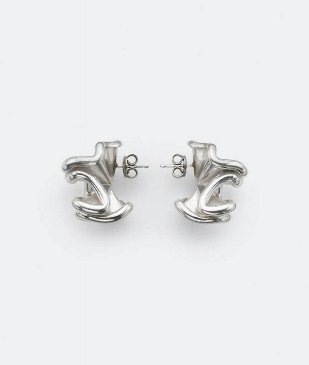 Bottega Veneta BOTTEGA VENETA Whirl sculptural small silver earrings q Size ONE SIZE - 1 Thumbnail