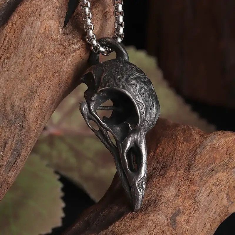 Vintage Vintage Goth Crow Skull Necklace Size ONE SIZE - 3 Thumbnail