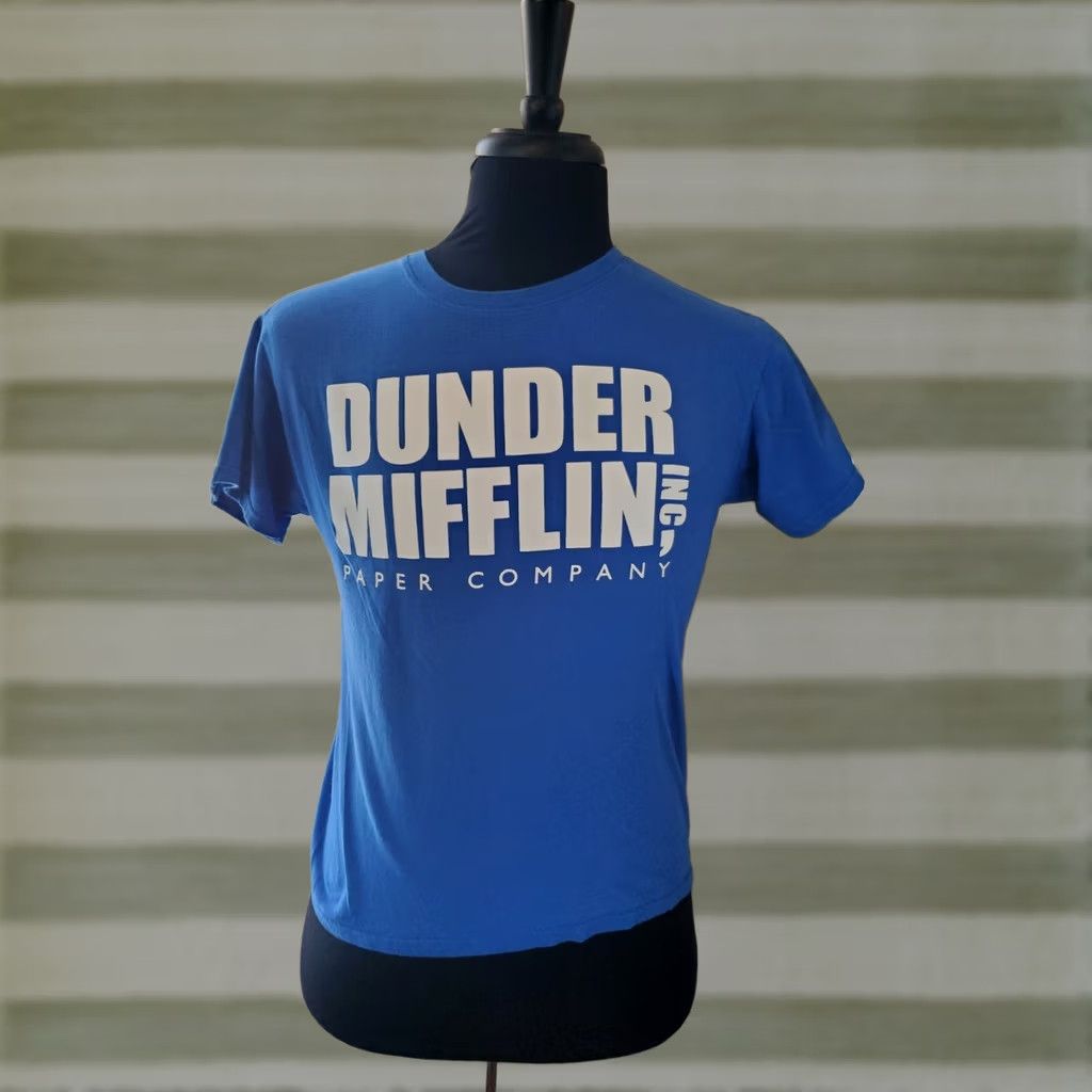 Vintage The Office Dunder Mifflin Paper Company Blue T-Shirt Size XS Men Size US XS / EU 42 / 0 - 1 Thumbnail