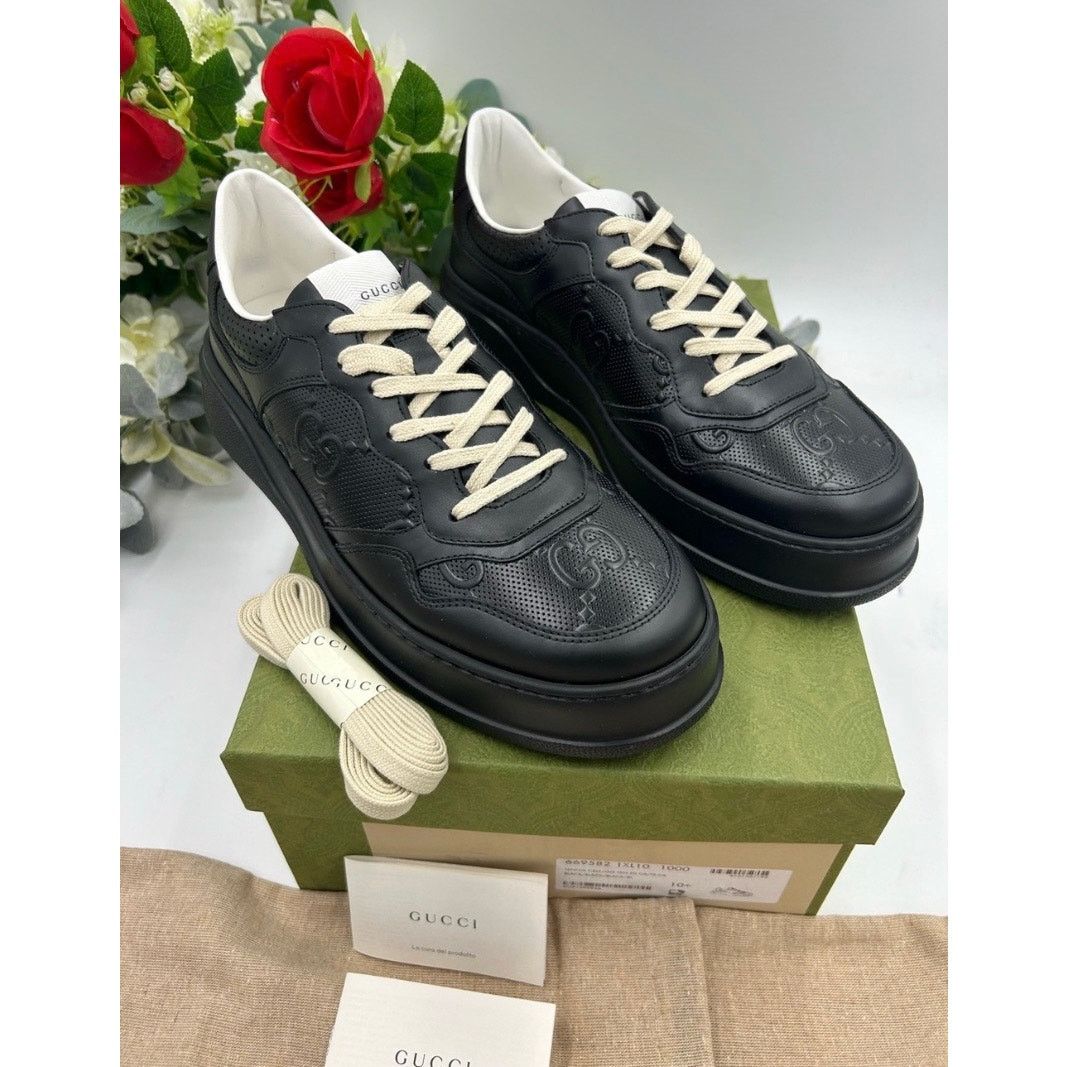Gucci Men's Gucci, GG embossed leather sneakers size 10.5 Size US 11 / EU 44 - 1 Thumbnail