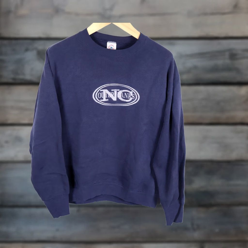 Delta VINTAGE Delta Sweatshirt Crewneck Men's Large Blue Embroidered 90s Outer Banks Pullover Cotton Blend Casual Retro City Winter Fall Spring Size US L / EU 52-54 / 3 - 1 Thumbnail