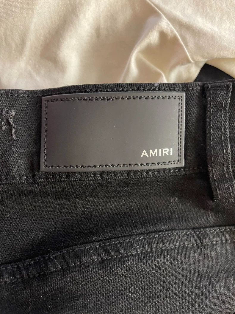 Amiri Amiri Black Cotton Destroyed Mixed Fabric Denim Pants Size US 34 / EU 50 - 7 Thumbnail