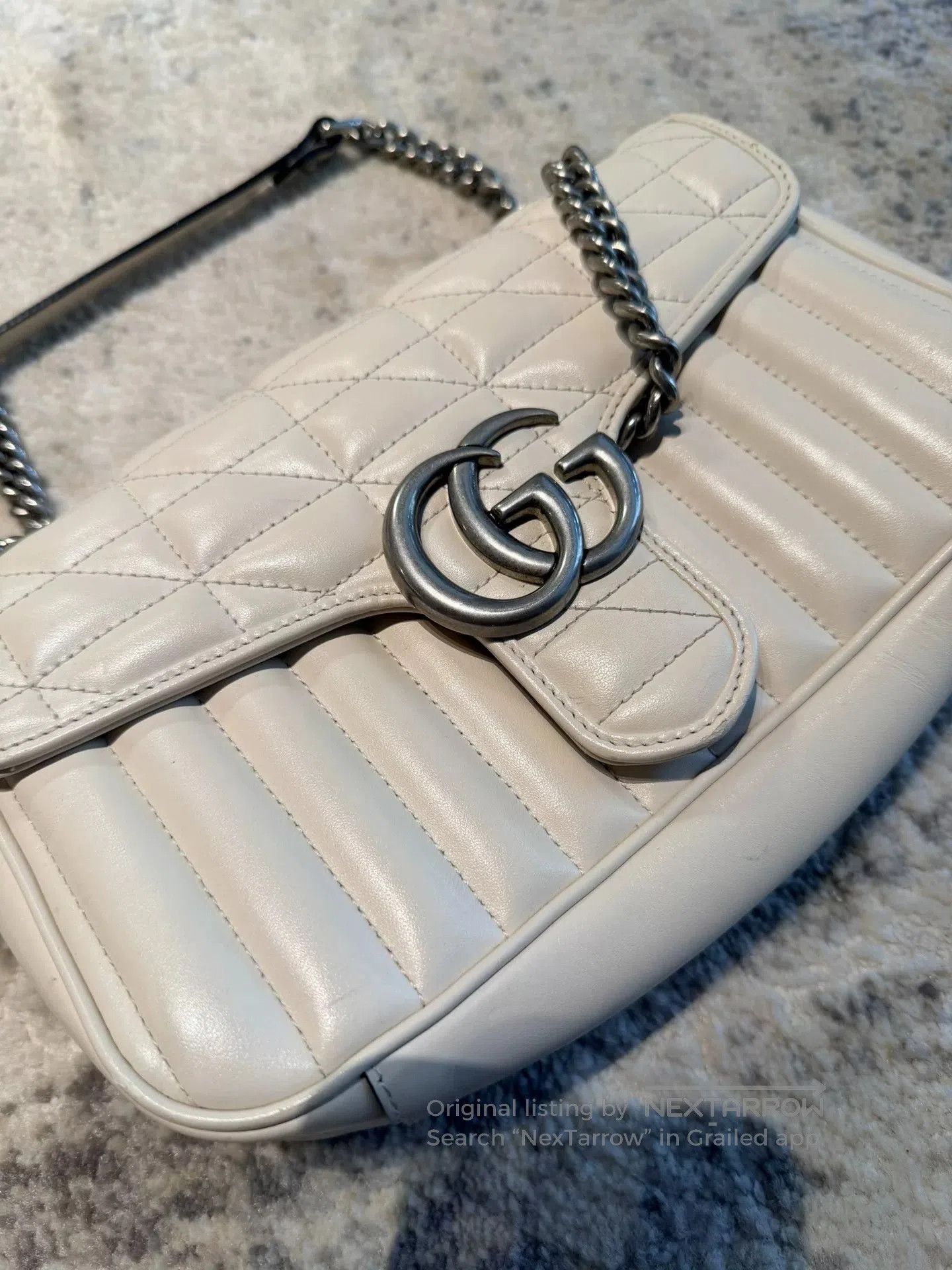 Gucci gucci marmont white chain bag with silver gg. Size ONE SIZE - 2 Thumbnail