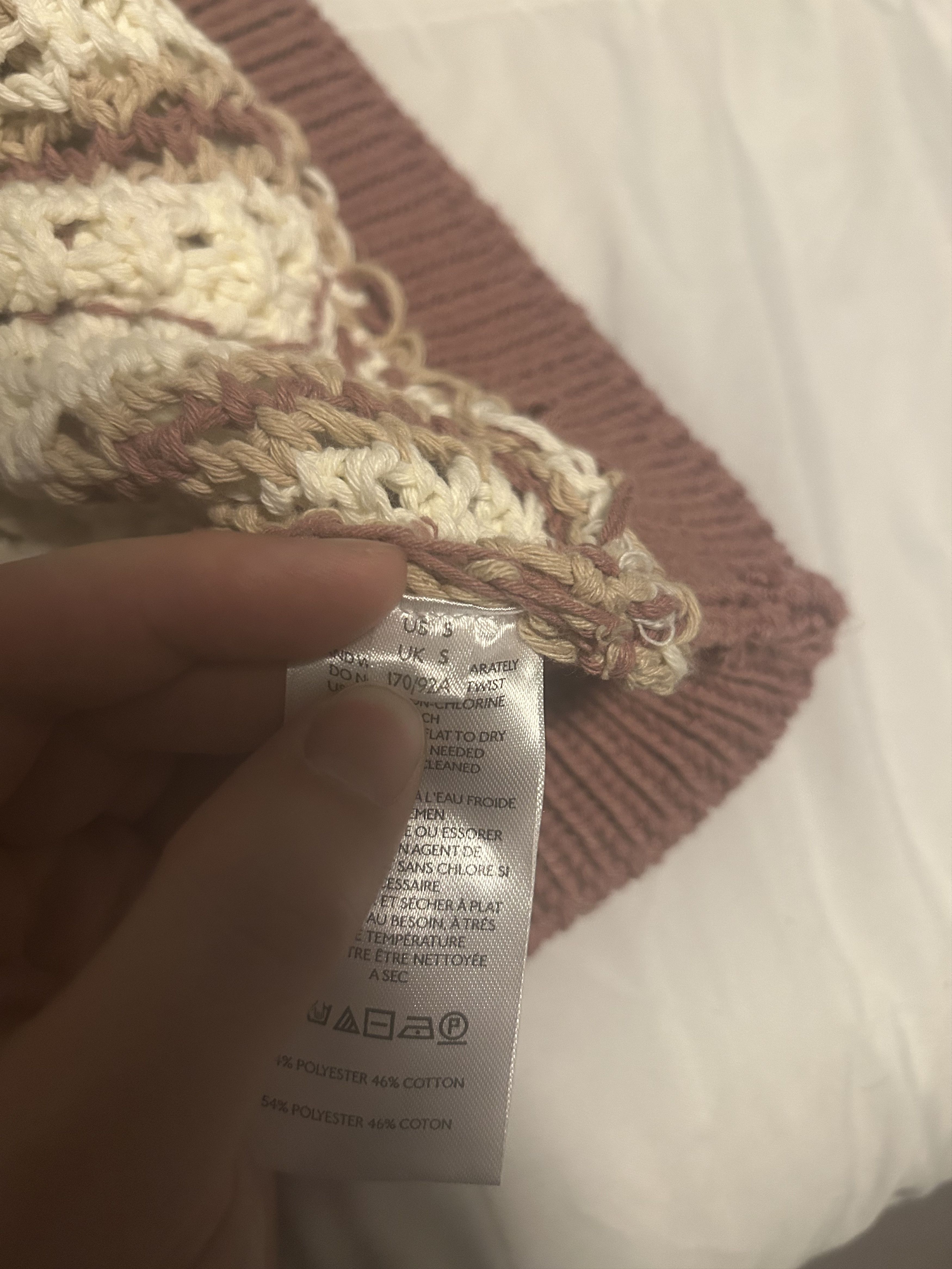 Free People Dayton Sweater Pullover Crochet Knit Beach Purple Cream Size S / US 4 / IT 40 - 5 Thumbnail