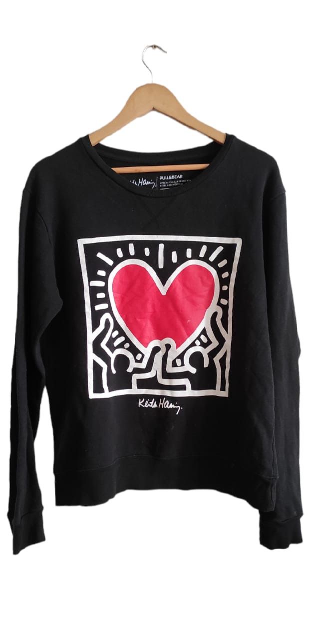 Keith Haring × Pull & Bear KEITH HARING SWEATSHIRT Dancing Heart Graphic Pullover Size M / US 6-8 / IT 42-44 - 12 Thumbnail
