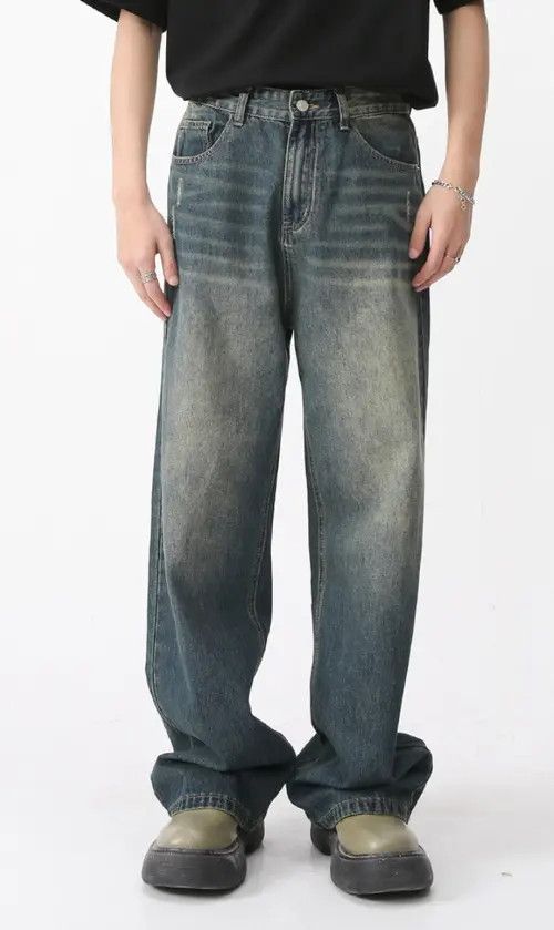 VIBE Retro distressed washed loose denim trousers Size US 30 / EU 46 - 1 Thumbnail