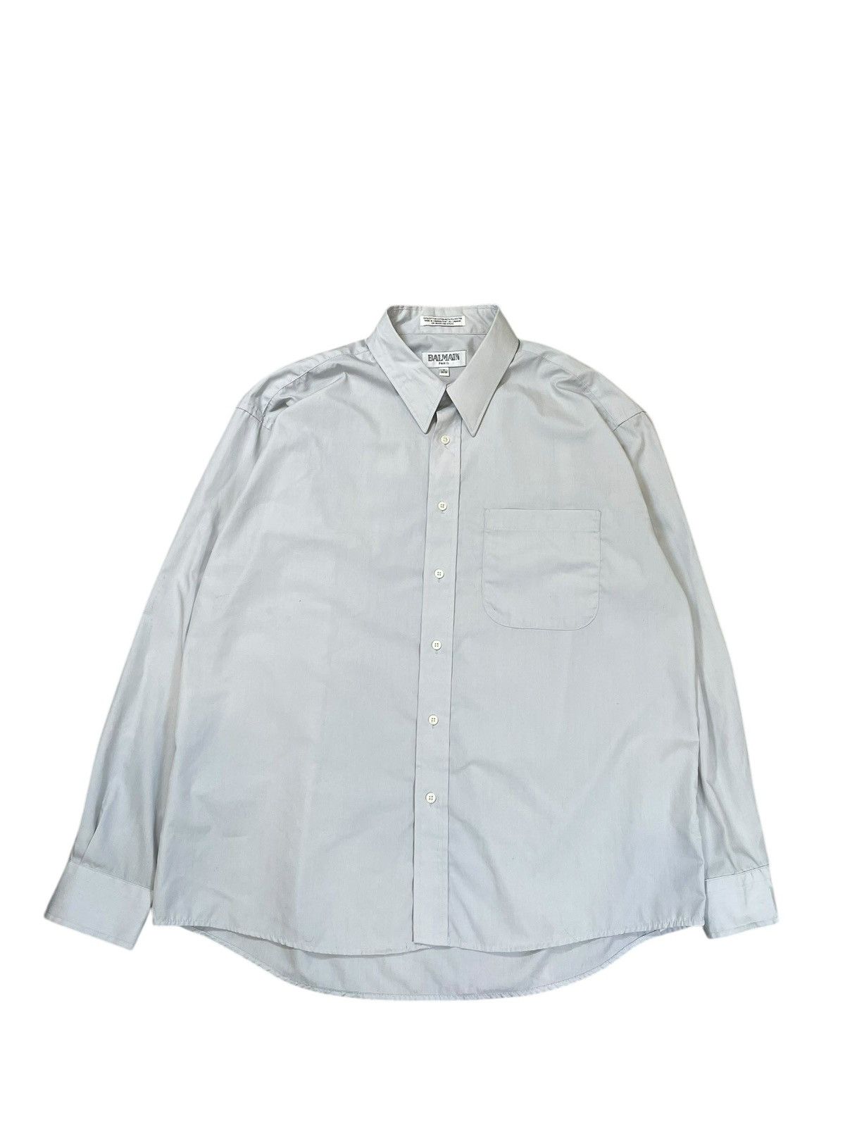 Balmain 1990s Balmain Paris Classic Grey Button-Up Shirt (L) Size US L / EU 52-54 / 3 - 1 Thumbnail