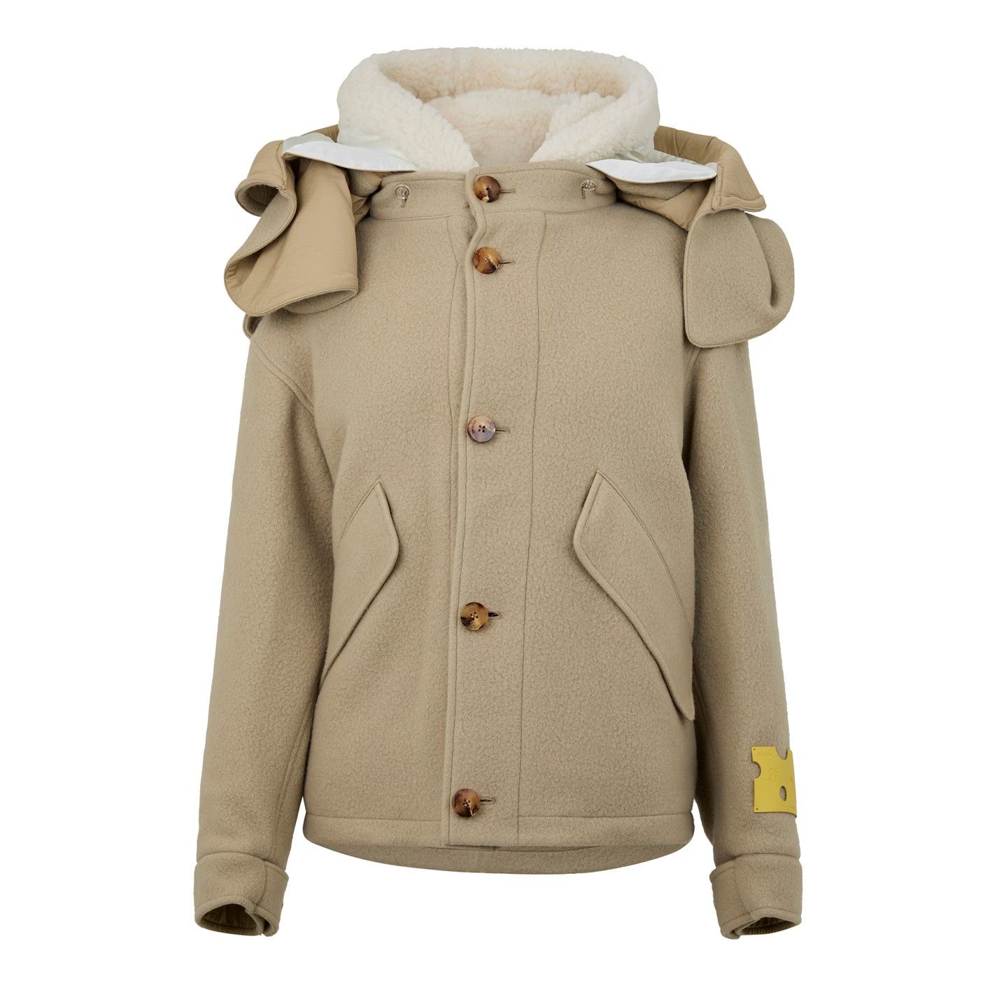 Off-White o1g2r1mq0125 Wool Jacket in Beige Size S / US 4 / IT 40 - 1 Thumbnail