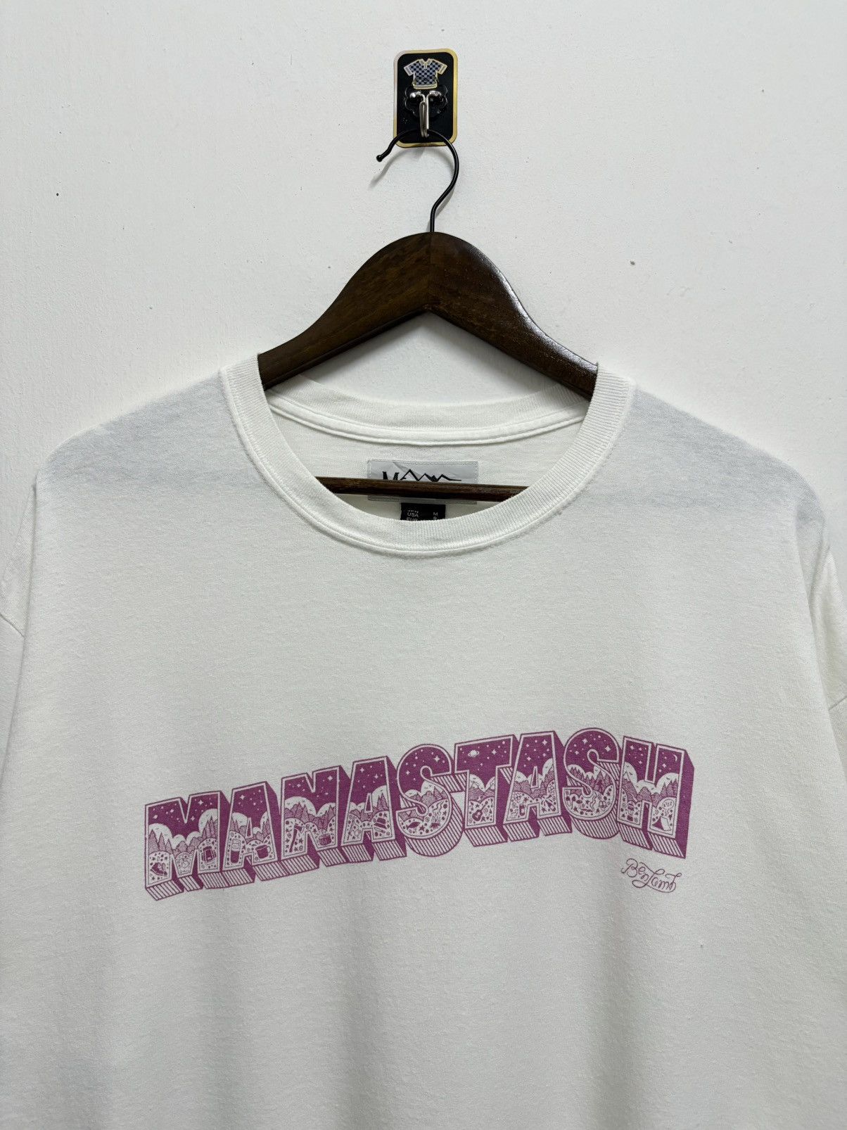 Japanese Brand × Manastash × Montbell 2000's Manastash - Art by Benjamin / Montbell T-Shirt Size US XL / EU 56 / 4 - 2 Thumbnail
