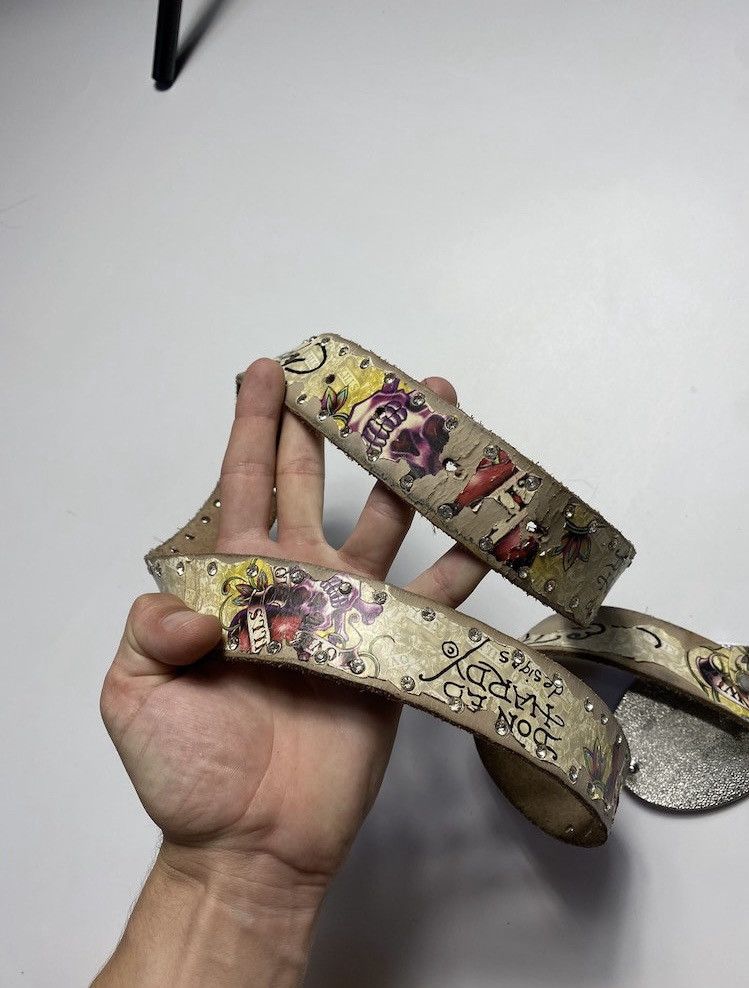 Ed Hardy Vintage Ed Hardy distressed faded leather belt with logo Size ONE SIZE - 5 Thumbnail